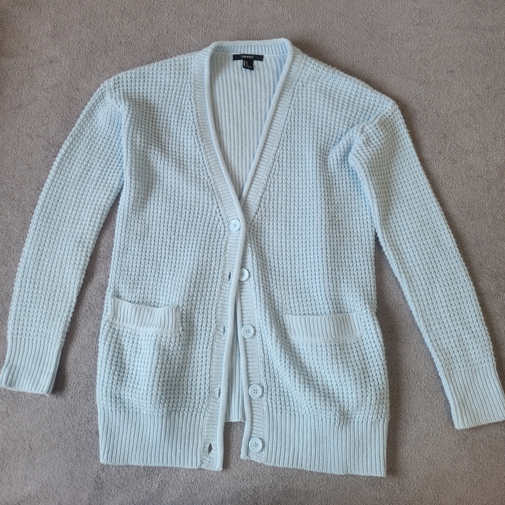 baby blue forever 21 knit cardigan